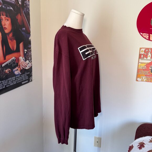 Champion ESPN Long Sleeve Maroon Logo Graphic Shirt - Picture 11 of 12